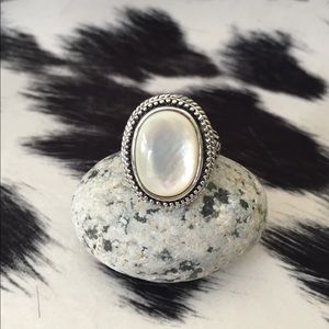 Silver tone statement ring